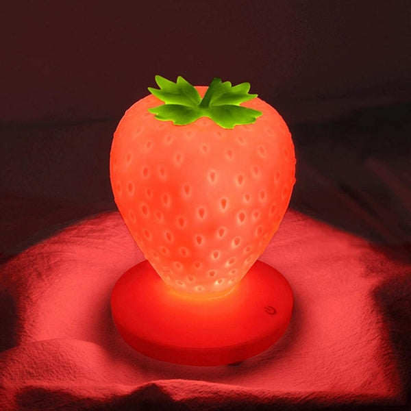 LED Touch Strawberry Night Light with 3 Lighting Modes USB Rechargeable