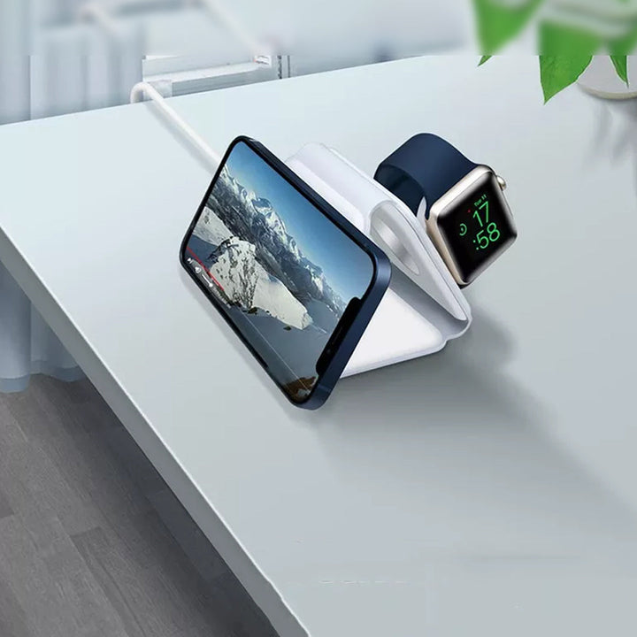 Multifunctional 3-in-1 15W Foldable Wireless Magnetic Charging Dock