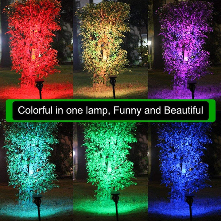 Solar Lights Outdoor 9 LEDs Multi-Color Spot Light with Auto On/Off, Waterproof Spotlight Solar Garden Lights