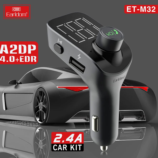 Top Quality Earldom ET-M32 CAR Wireless MP3 & Hands-free Phone Call + Charger, AUX - FM Transmitter Radio  Audio output Car Kit