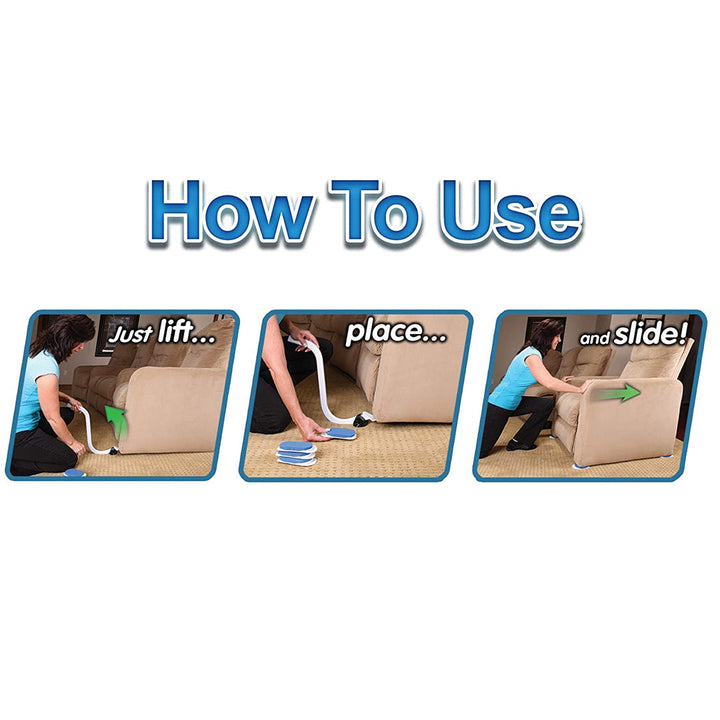 EZ Moves Furniture Moving System with Sliders to Move Heavy Furniture Quickly & Easily 