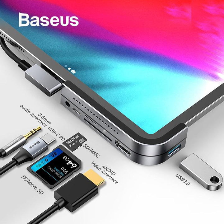 Baseus Type C HUB to HDMI USB 3.0 USB HUB for iPad Pro Card Reader USB Splitter for MacBook Pro Surface Pro 6 Elbow USB C Dock 