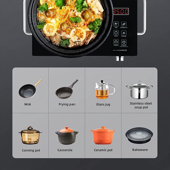 Smart Knob Electric Stove with LED Display, Touch Control Panel and Adjustable Temperature