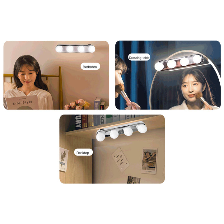 Studio Glow Makeup Amazing Lights Vanity Four LED Bulb Lamp Portable Mirror Light