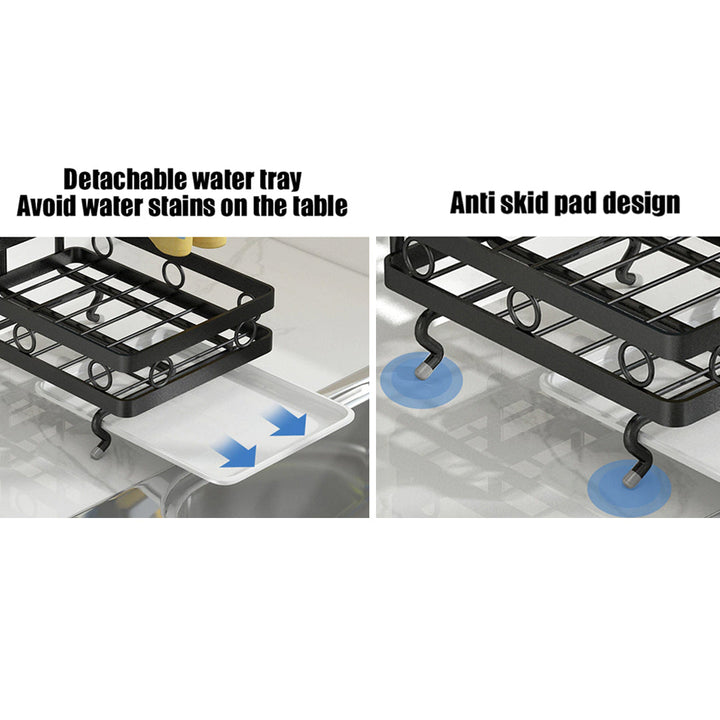 Multipurpose Carbon Steel Kitchen Sink Caddy Organizer Countertop Adhesive Rag Sponge Holder