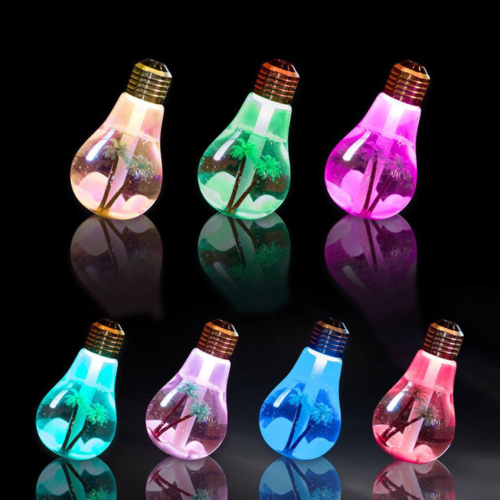 USB Portable Desktop Bulb Air Humidifier, Ultrasonic Humidifier with On/Off 7 Color Changing LED Night Lights