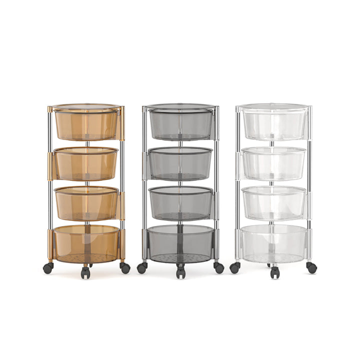 Kitchen Shelf Round Storage Racks Multi-Tiered with Wheels That Can Swivel 360 Degrees 