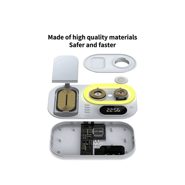 Wireless Charging Station with RGB Light and Digital Clock