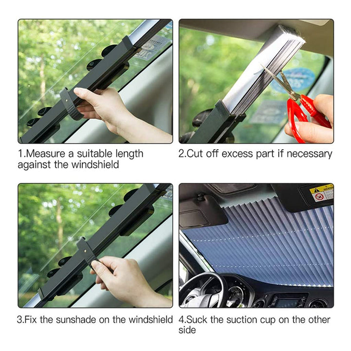 Universal Retractable Car Sun Shade for Windshield Large Sun Visor Protector Blocks 99% UV Rays