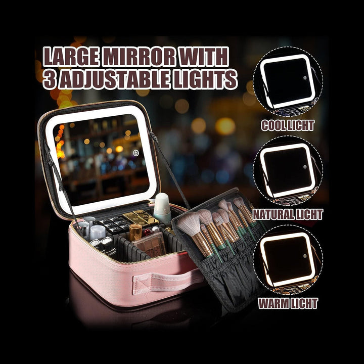 Makeup Travel Case with Mirror LED Light