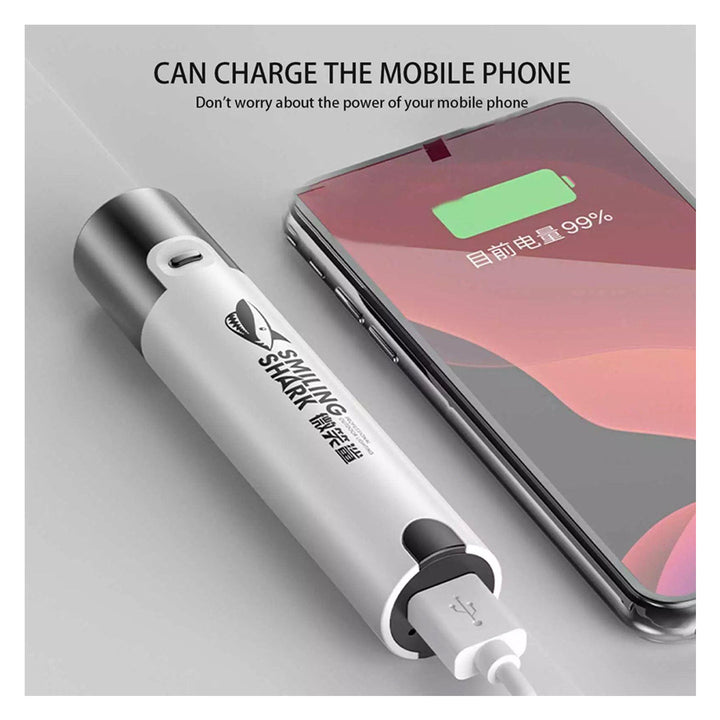 Smiling Shark Rechargeable Powerful LED Torch Power Bank Waterproof Mini Flashlight