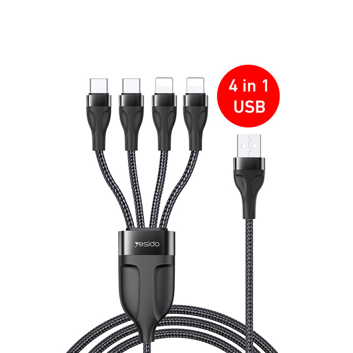 Yesido 4-in-1 Multi-Function Fast Charging Cable (USB or Type C) 