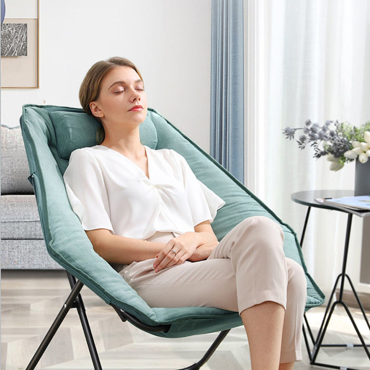 Soft Velvet Folding Hexagonal Chair with Two Frames