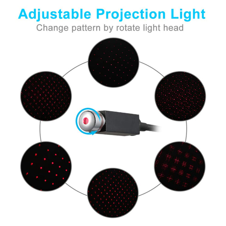 USB Car Interior LED Light Roof Atmosphere Starry Sky Lamp Star Projector Lights