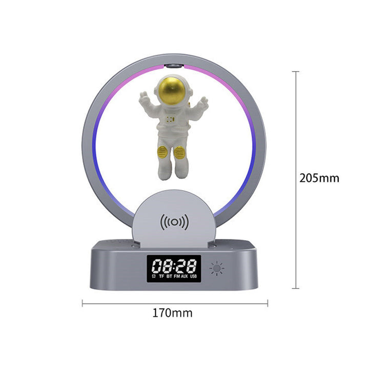 Y-558 Astronaut Magnetic Wireless Speaker with Wireless Charger, Digital Clock, and Colorful RGB Lighting