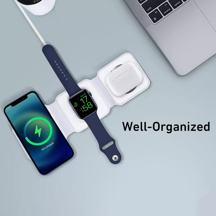 Multifunctional 3-in-1 15W Foldable Wireless Magnetic Charging Dock