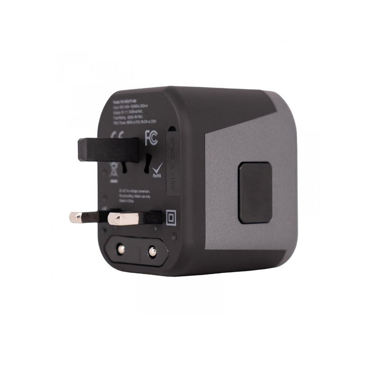 Porodo Universal Travel Charger 2.4A with Double Fuse and Two USB Ports