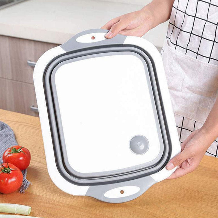 Multifunction Folding Cutting Board Plastic Storage Basket