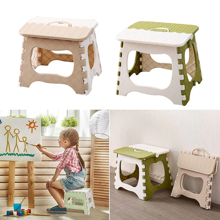 Thick Plastic Stool Hand Folding Pattern Children's Stool Lightweight Large Size Household Bamboo Weaving Stool