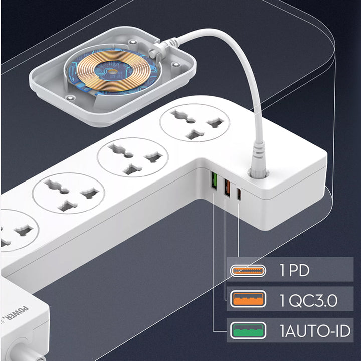 LDNIO SCW5354 Organizing Box Power Strip 5 port+3 USB Wireless Charger Power socket extension socket