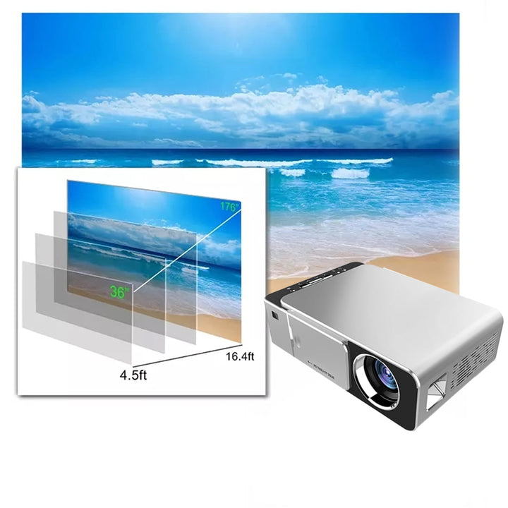 Toprecis T6 cell phone projector 720P + Tripod Projector Screen Type B (210 cm x 115 cm)