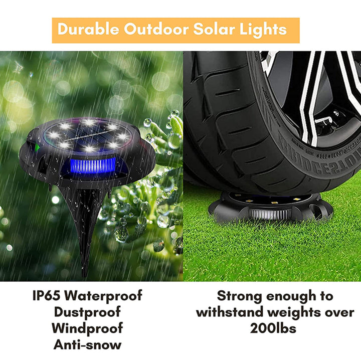 8 LED Lights Solar Ground Light Outdoor Waterproof for Garden Decor (1 Pc)