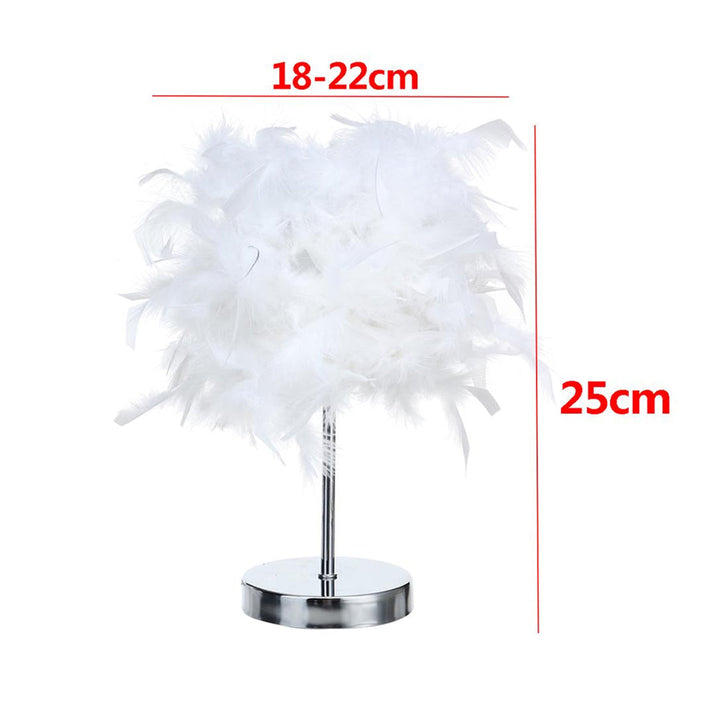 220V Feather Shade Table Lamp Metal Bedside Desk Vintage Night Light