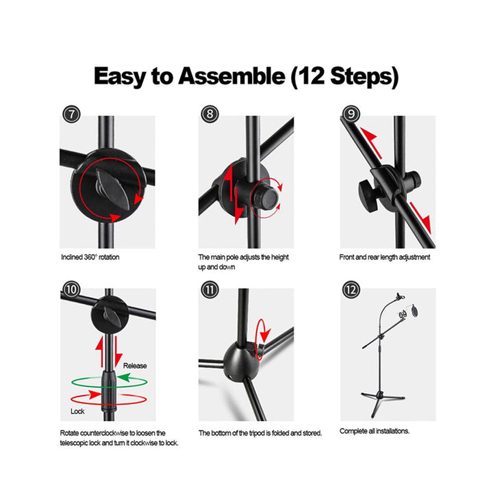 3 in 1 Proffessional Tripod Microphone & Phone Stand (Floor Type) Support With Angle Adjustment