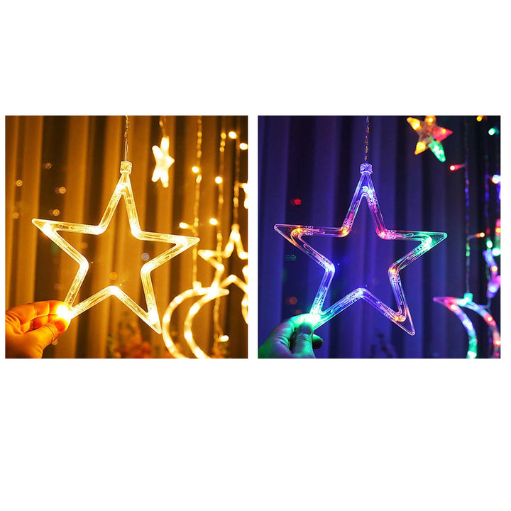 Star-Moon LED String Light Curtain Light Waterproof 8 Light Modes