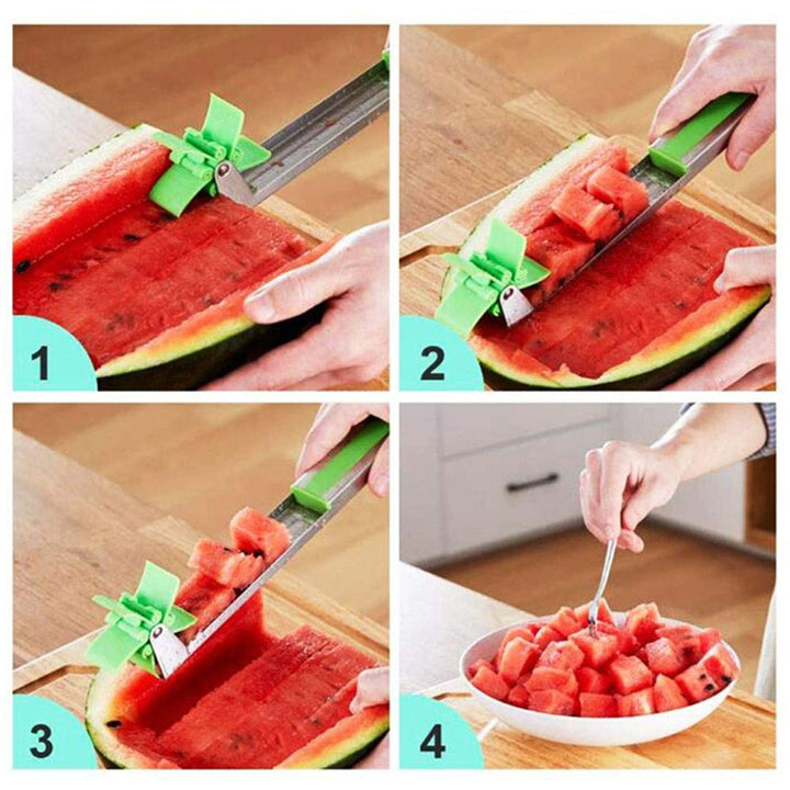 Amazing Melon Cutter Watermelon Cubes Slicer Stainless Steel Cutter Knife Corer