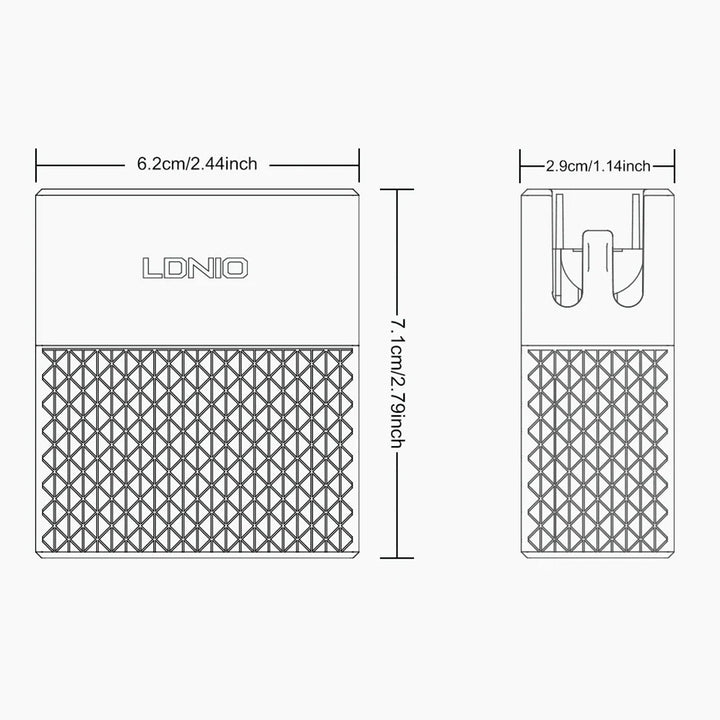 LDNIO A2620C 65W PD & QC 3.0 USB Type-C (2 Ports) High Power Charger Adapter