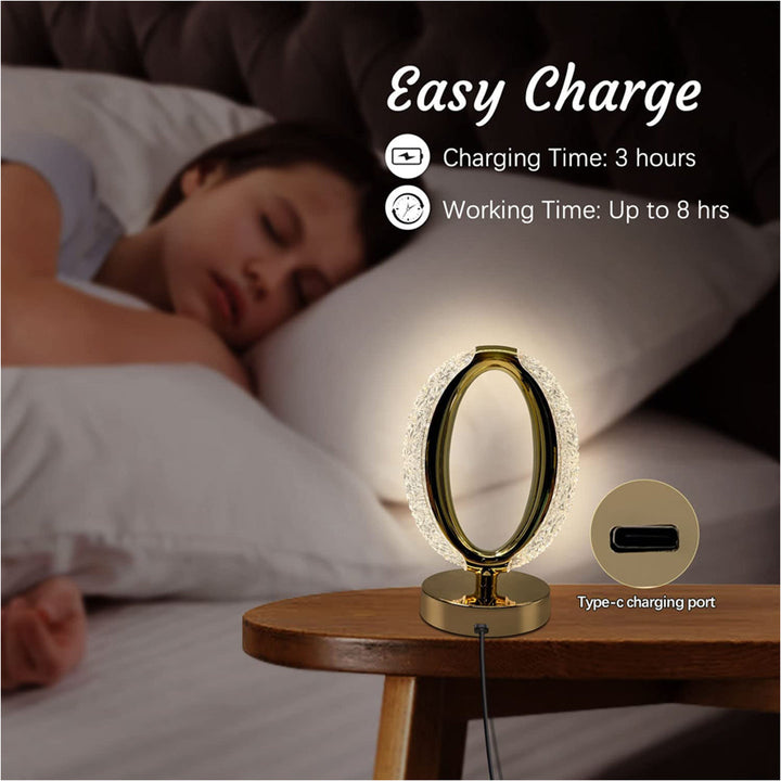 Rechargeable Crystal Table Lamp with 3 Lighting Modes and Type-C Charging Port