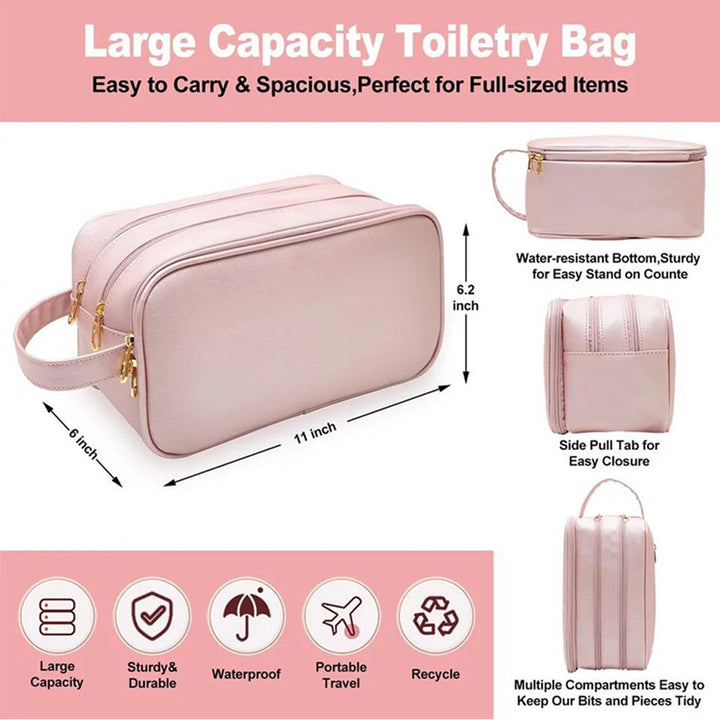 High-Quality Waterproof leather Cosmetic Organizer Makeup Bag  