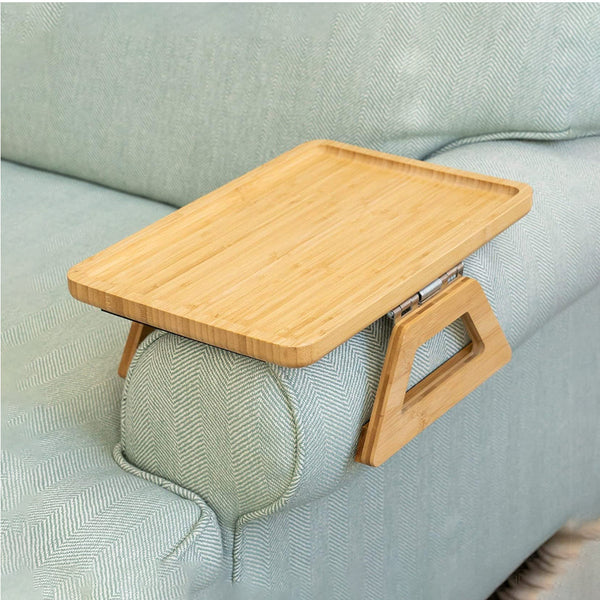 Wooden Sofa Arm Table With Clip Foldable And Easy To Install