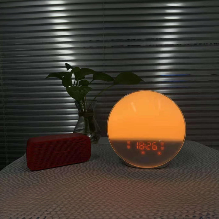 Wake Up Light Sunrise Alarm Clock with 7 Colors LED Night Light Adjustable With FM Radio and Snooze Functions