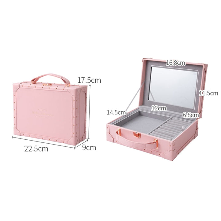 Jewelry Storage Box Double-Layer Hair Accessories Jewelry Organizer with Mirror