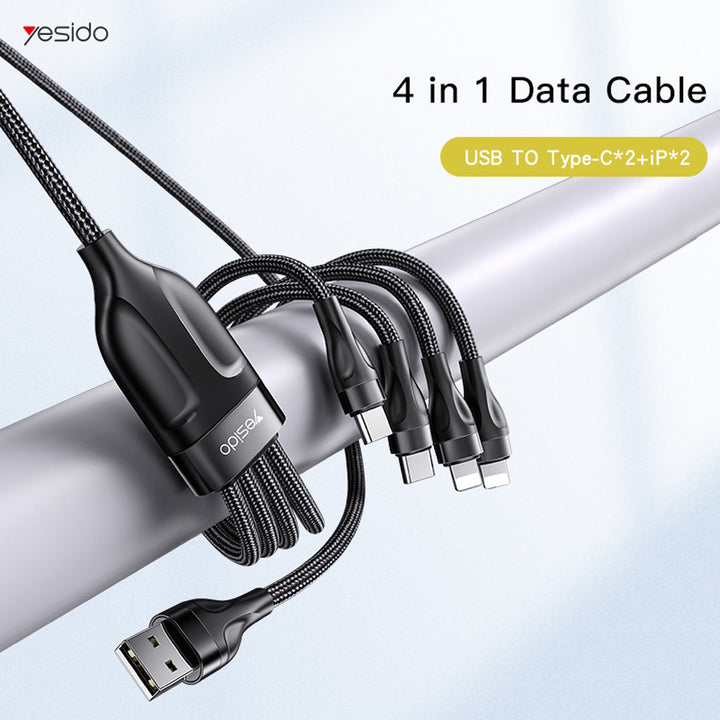 Yesido 4-in-1 Multi-Function Fast Charging Cable (USB or Type C) 