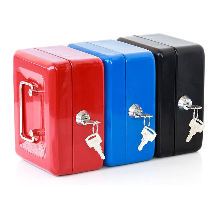 Metal Box With Lock Durable Double Layer Space Saving Cash Storage