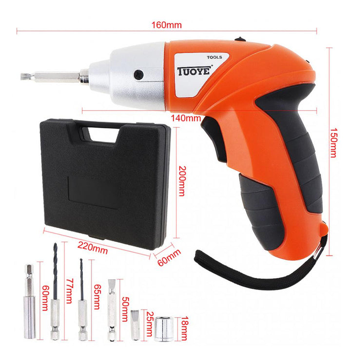 TUOYE 45 pcs Mini Cordless Electric Portable Rechargable Screwdriver with Bidirectional Button LED Light