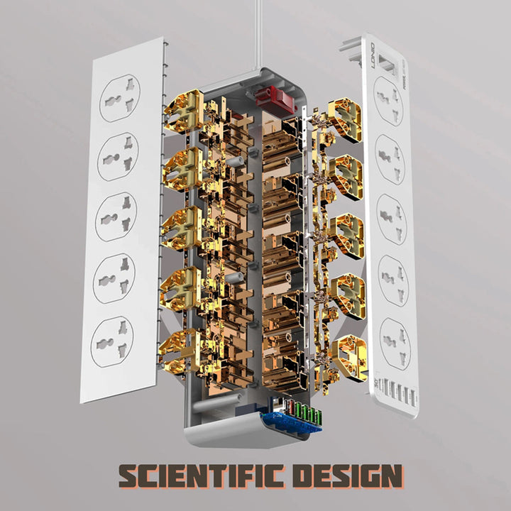 LDNIO SC10610 Slope Design Power Strip With 10 Outlets+5USB Ports+1PD Port
