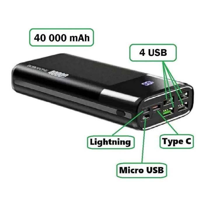 Borofone BT01 40000 mAh Power Bank with 4 USB outputs and LED Screen