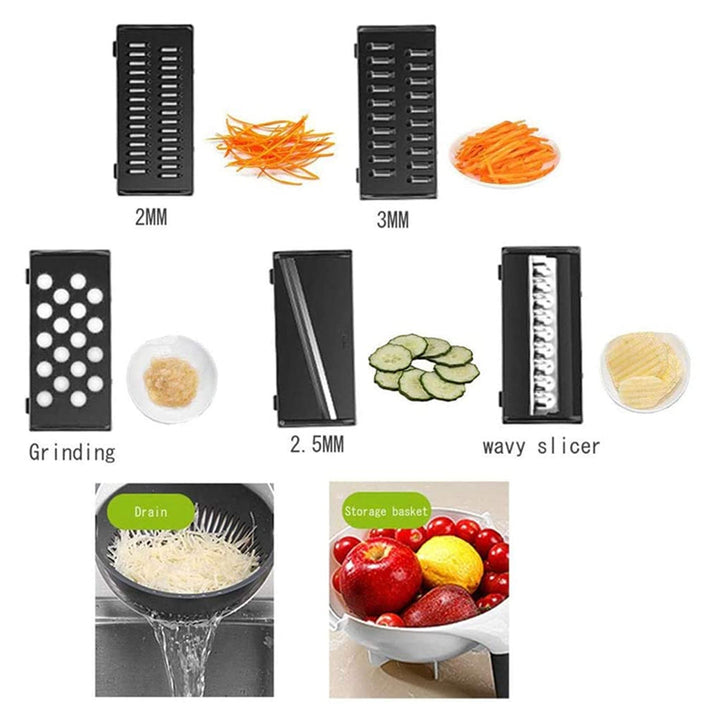 Multifunctional Rotate Vegetable Cutter With Drain Basket