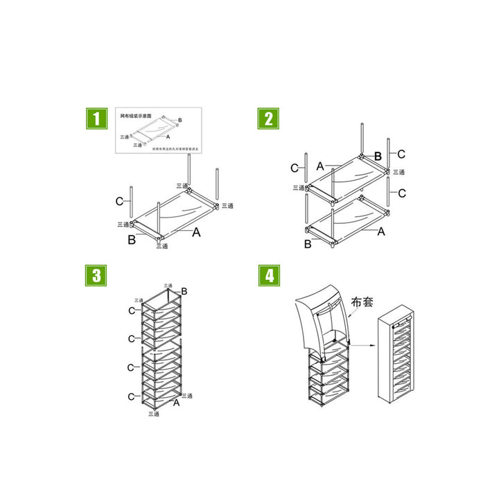 Room-Saving 10-Layers Non-Woven Fabric Shoe Storage Rack