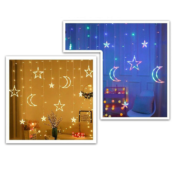 Star-Moon LED String Light Curtain Light Waterproof 8 Light Modes