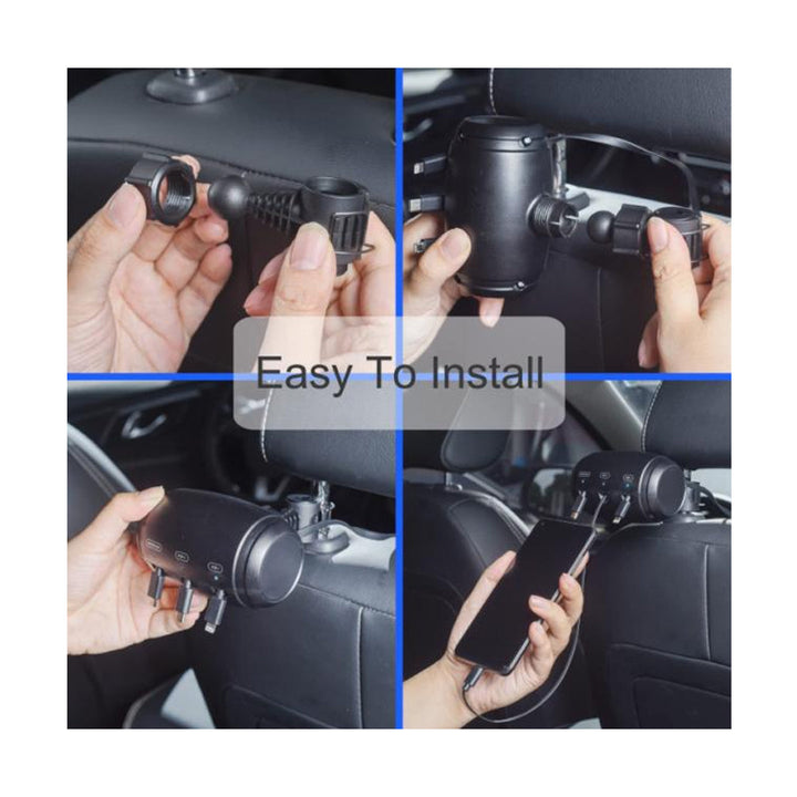 Multi-Car Retractable Backseat 3 in 1 Car Charging Station Box Compatible with All Phones