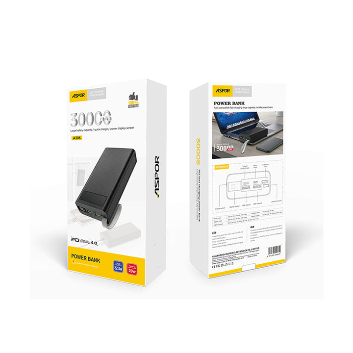 Powerology 4 in 1 Station 10000mAh 20W PD QC Wireless Power Bank + 3 ASPOR A306 30000mAh Big Capacity Power Banks