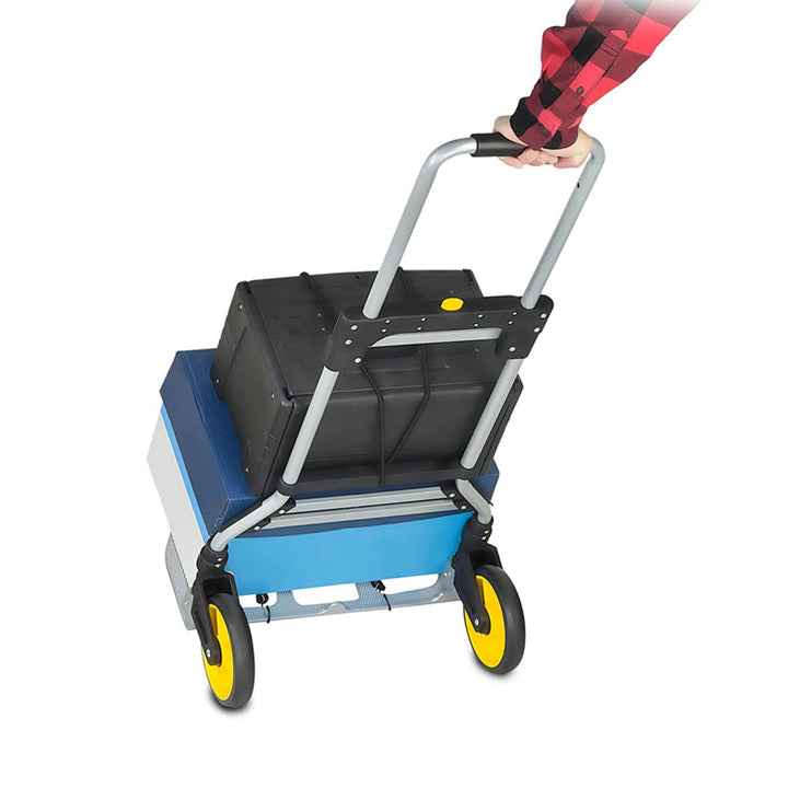 Folding Heavy Duty Luggage Trolley with Rubber Handle and Wheels