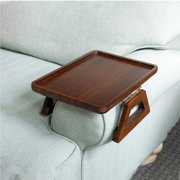 Wooden Sofa Arm Table With Clip Foldable And Easy To Install