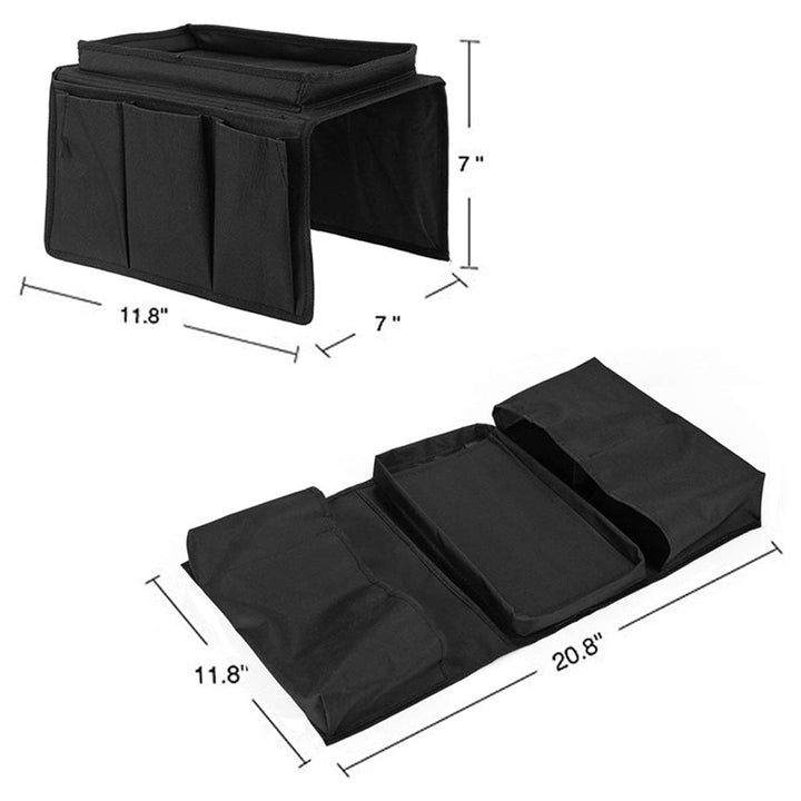 Sofa Armrest 5 Pockets Organizer, Couch Armchair Storage Caddy with Cup Holder Tray