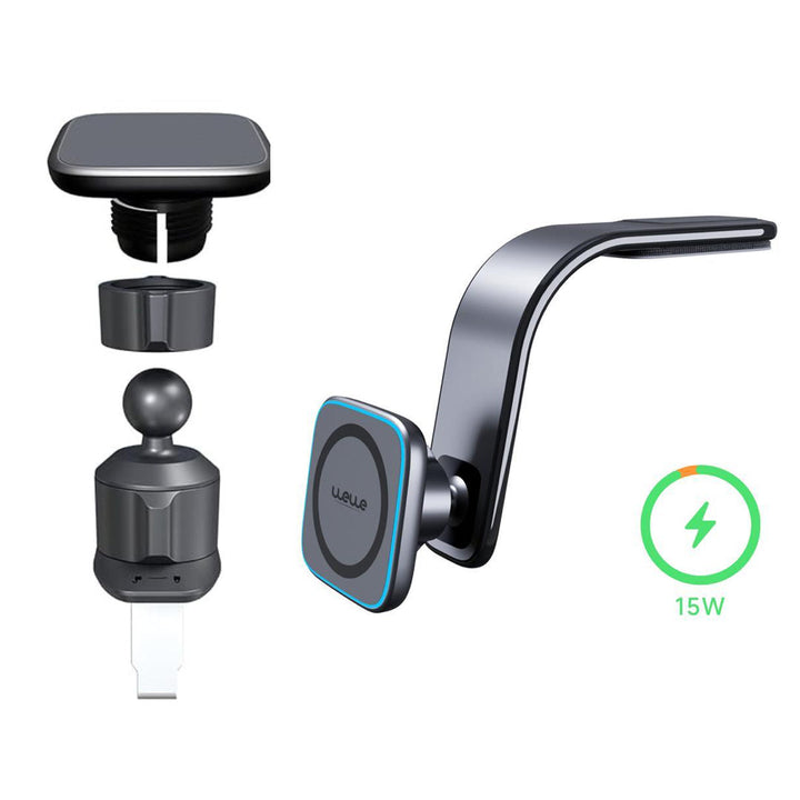 WeWe 15W Wireless Bendable Car Phone Charger with Magnetic Mount